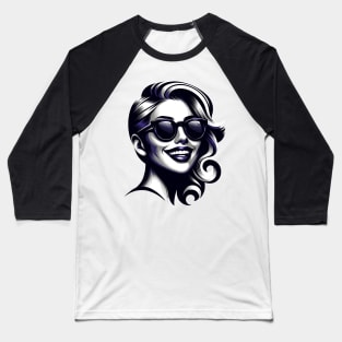 Volto Donna Trendy 9 | Trendy Woman Face 9 | Color Baseball T-Shirt